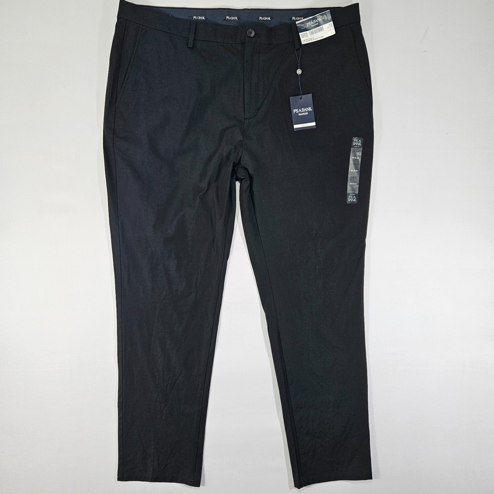 JOS A BANK Men's Golf Trousers Solid‎ Black Slim Golf Chino FF 42x32 SLIM NEW